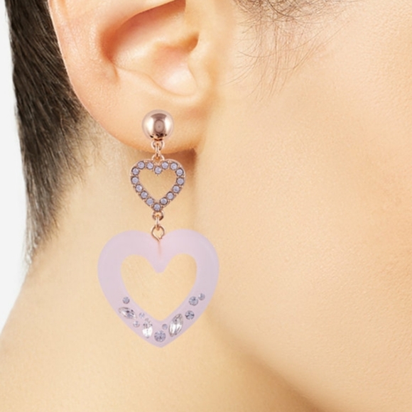Guess Earrings Frosted Open Heart - Picture 2 of 2